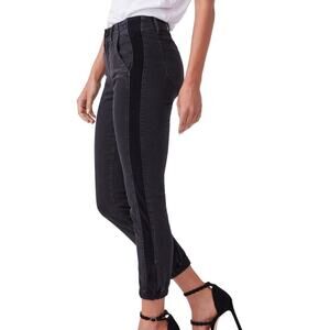 PAIGE Mayslie Black Suede Side Stripped Classic Joggers Size 30